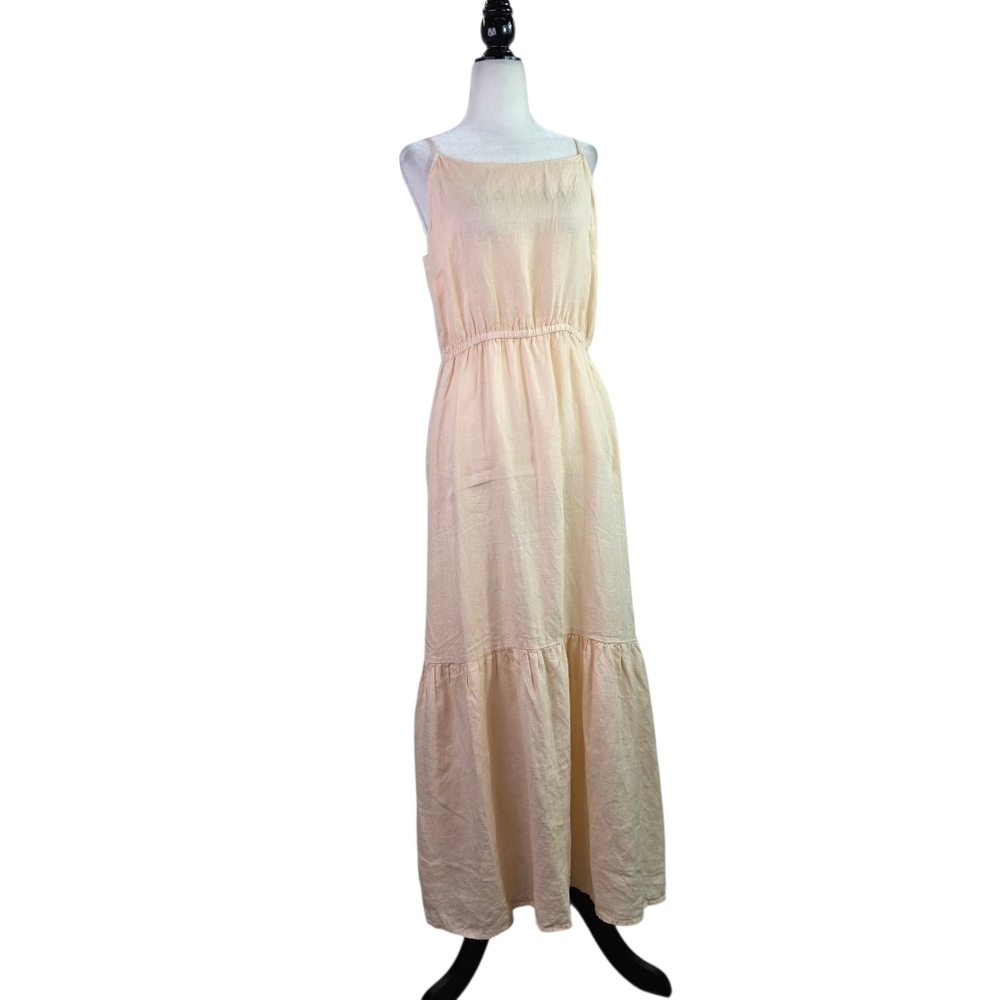 Cloth & Stone Anthropologie Peach Midi Tiered Linen Dress